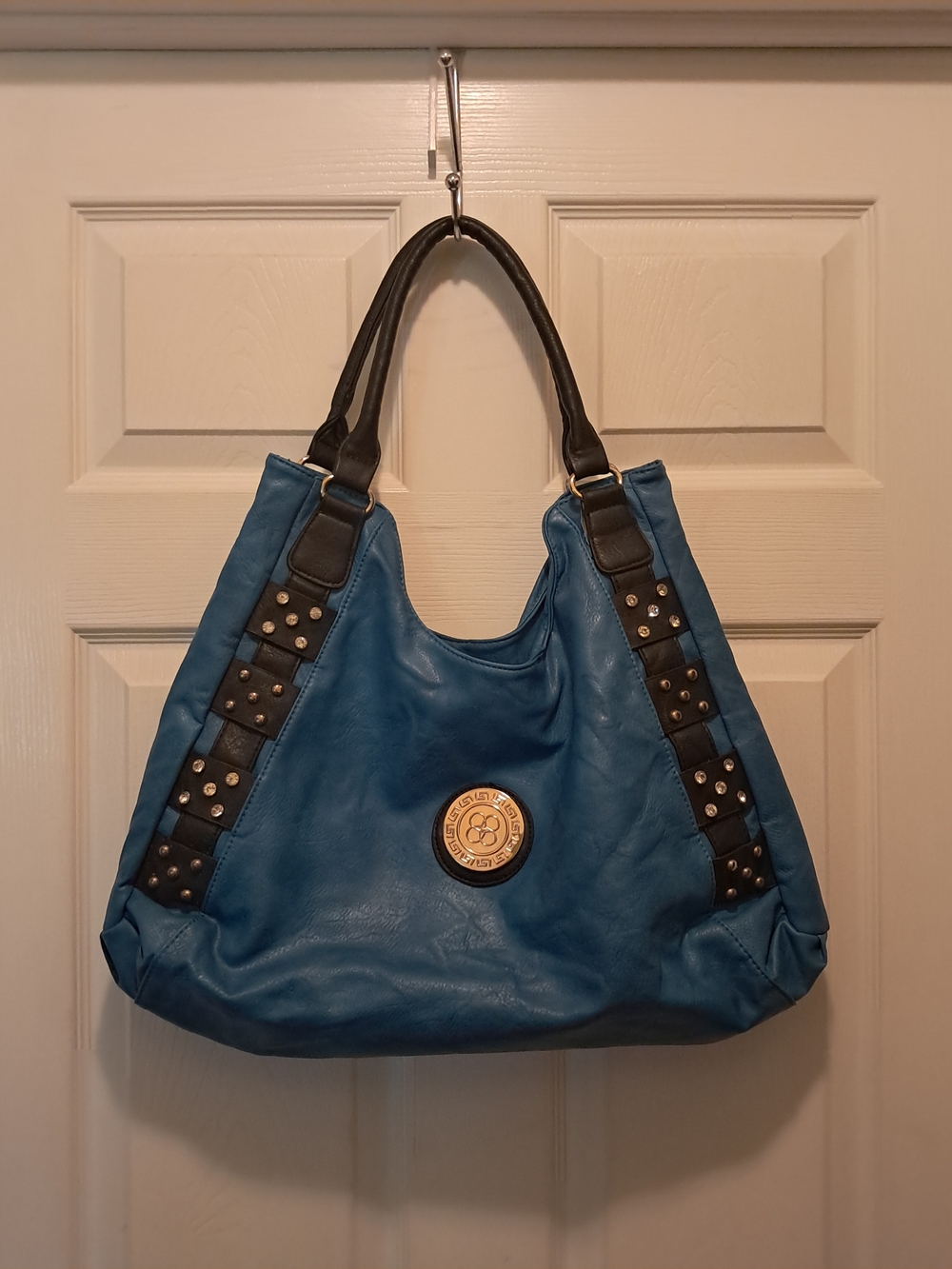 Blue Women's Stud-Accent Tote Handbag